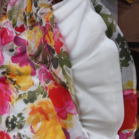 Calvin Klein Semi-sheer Polyester Chiffon Floral Print Dress - Picture 8 of 9